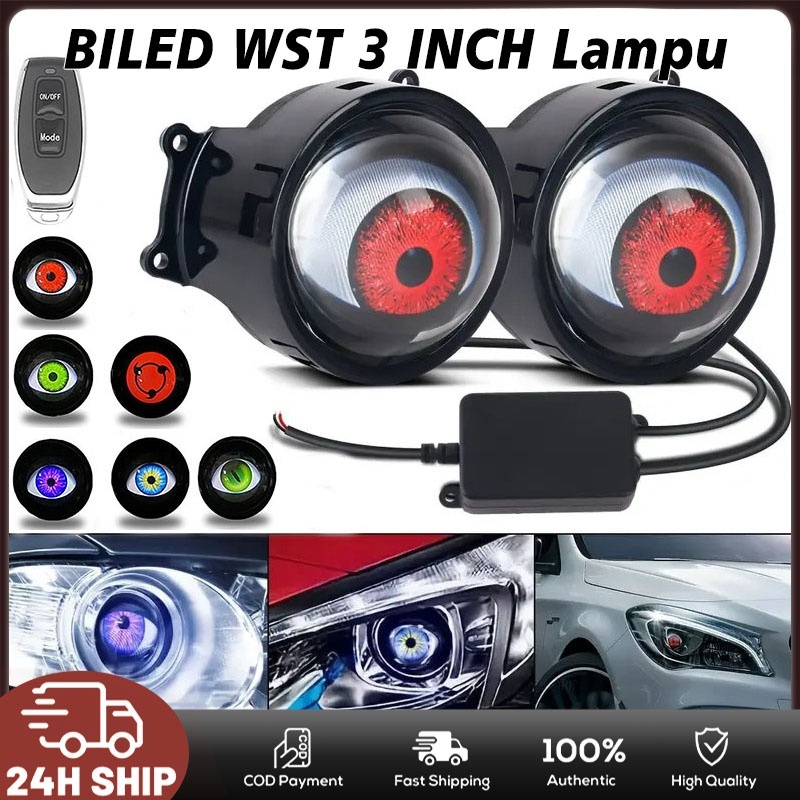 <KK> Lampu Depan Mobil Led Super Terang Dinamis 3 inch Mobil Mata Lblis Lampu Depan Lensa Hias LED