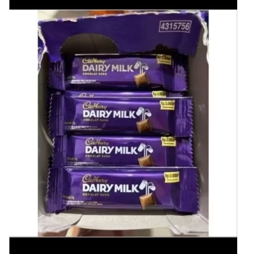 

Cadbury dairy milk chocolate mini 11gr isi 20pcs