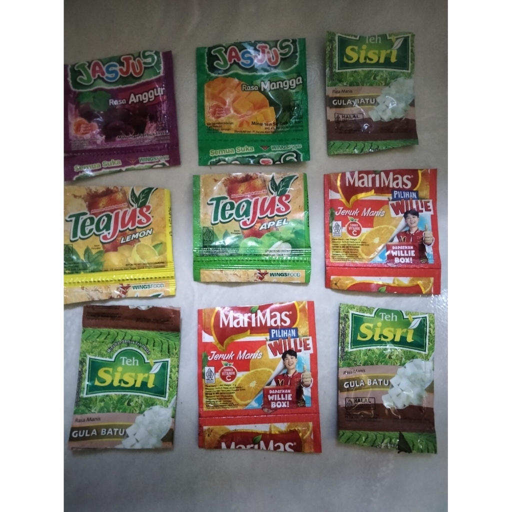 

Bungkus bekas Marimas, Teh sisri, Teh jus,