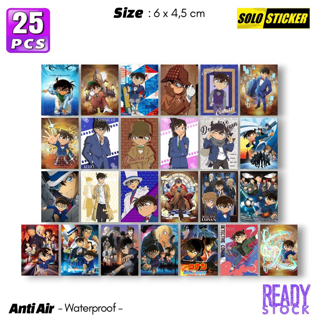 

Stiker Hologram Anime Detective Conan Waterproof Sticker Laptop Paper Stationery Tumbler HP Diary