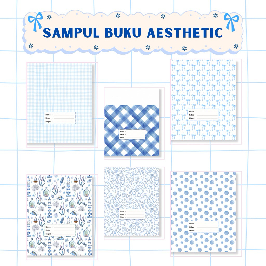 

SAMPUL BUKU AESTHETIC BLUE SERIES | Buku tulis - Buku Sekolah | Sampul Buku Custome