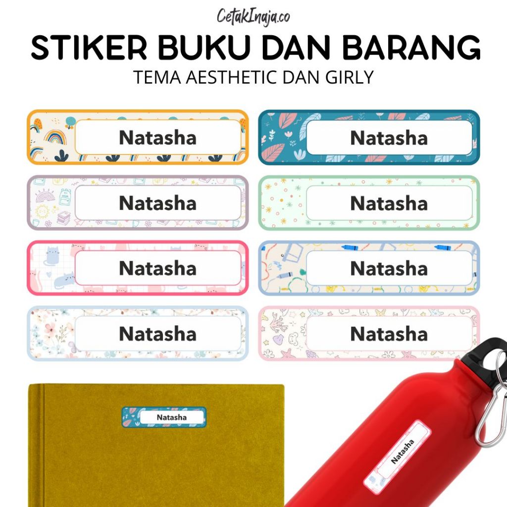 

Stiker Nama Waterproof TEMA aesthetic | Stiker Tahan Air | Stiker Nama Custom I Stiker Nama Barang Label Barang Isi 80+++
