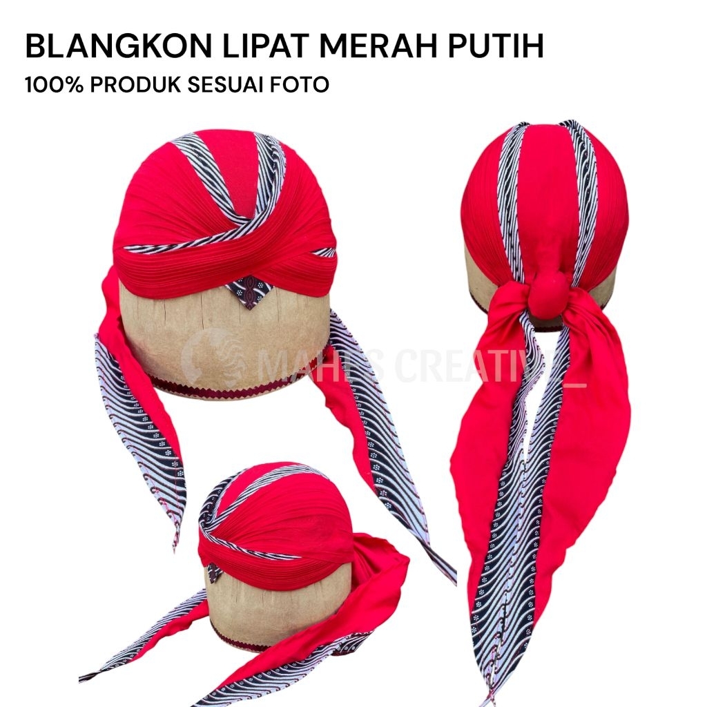 blangkon jogja lipat merah putih
