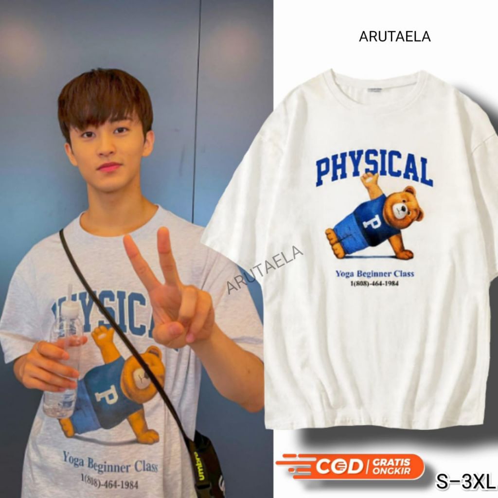 KAOS OVERSIZE MARK NCT PHYSICAL BEAR KAOS KPOP KOREAN STYLE MURAH BAHAN COTTON COMBAT 30S