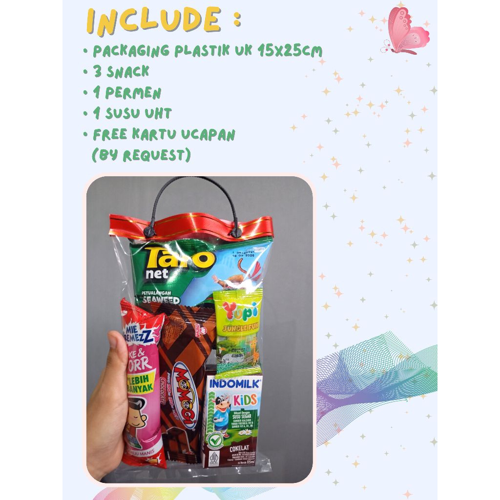 

BINGKISAN SNACK ULANG TAHUN ANAK/SNACK ULTAH ANAK/PAKET ULTAH/SOUVENIR ULTAH/KHITAN/ SUNAT/NATAL/LEBARAN/CHRISTMAS/TAHUN BARU/IMLEK/KEMERDEKAAN