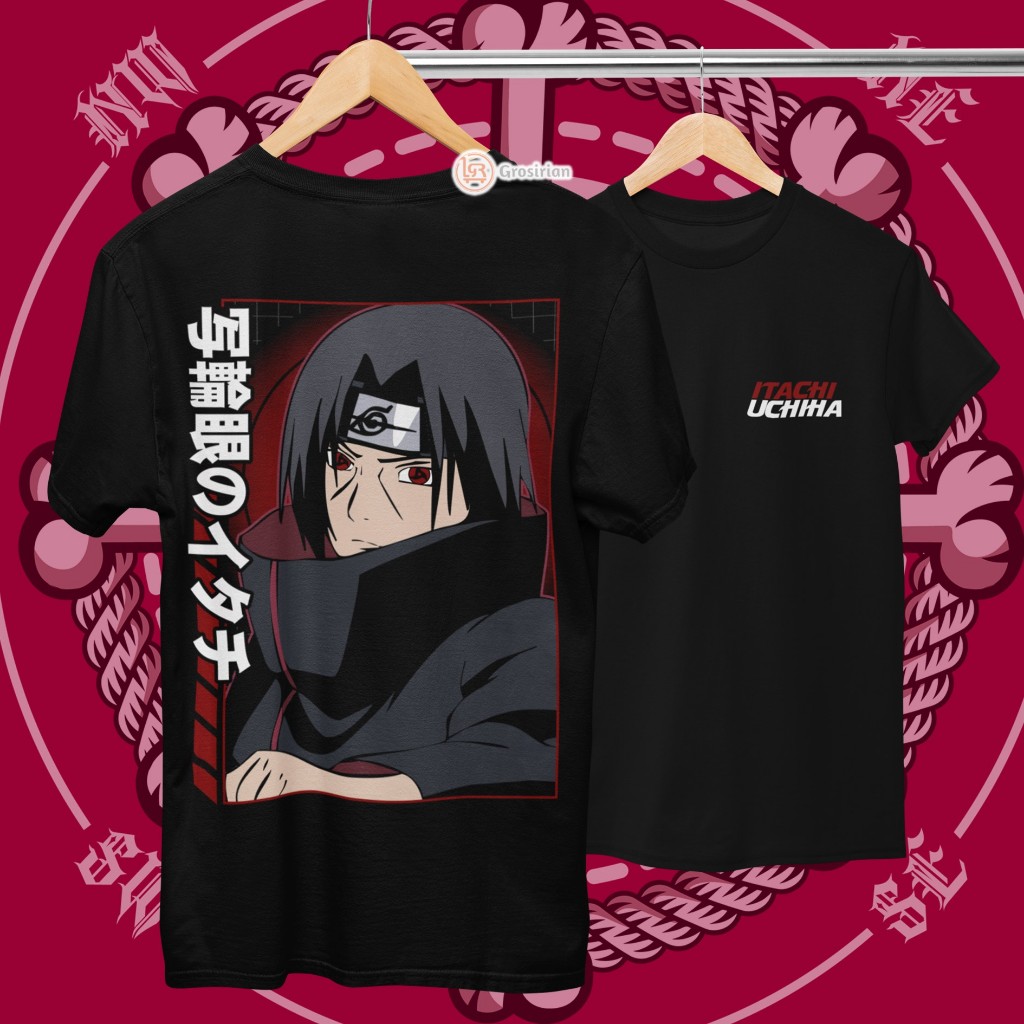 KAOS UCHIHA ITACHI ANIME NARUTO - KAOS BAJU ANIME NARUTO 1, KAOS SABLON, SABLON DTF