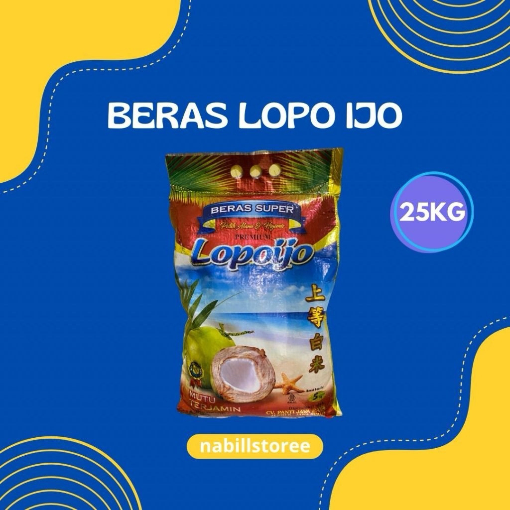 

Beras lopo ijo 25kg, wangi bersih pulen, exp lama, TERMURAH! (KHUSUS INSTAN)