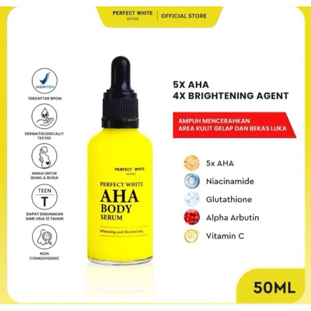 Perfect white AHA BODY SERUM 50ml - PWS White Aha Body Serum 50ml Whitening & Moisturizing