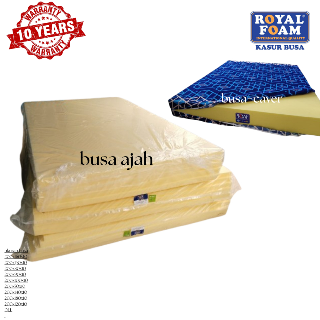 Busa Kasur Lembaran Super Awet Spones Royal Foam Tebal 10cm Ukuran200x180 sapeai 200x120 Untuk Menam