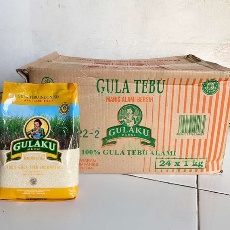 

( DUS ISI 24 PCS ) Gulaku Gula Pasir 1 Kg / 1000 Gram - Varian Hijau Premium / Kuning Tebu Alami