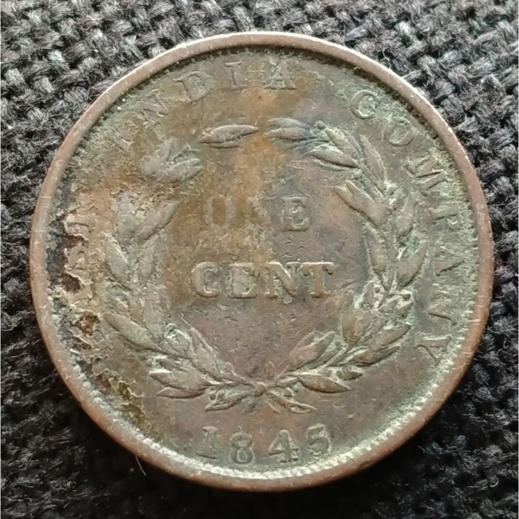 Koin Kuno Straits Settlements 1 Cent 1845 Victoria East India Company
