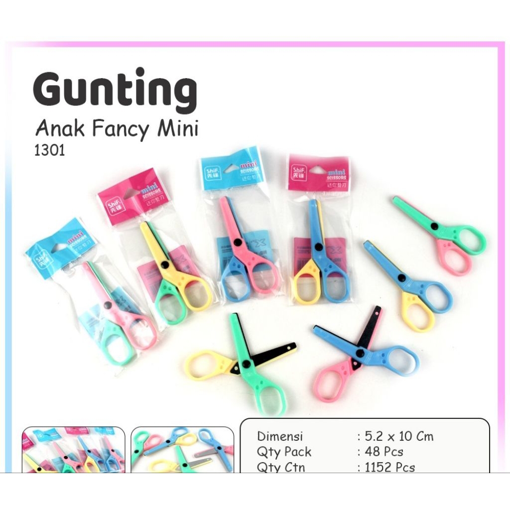 

Gunting Kertas Mini Anak / Gunting Mini Stainless Plastik Warna Warni 1301