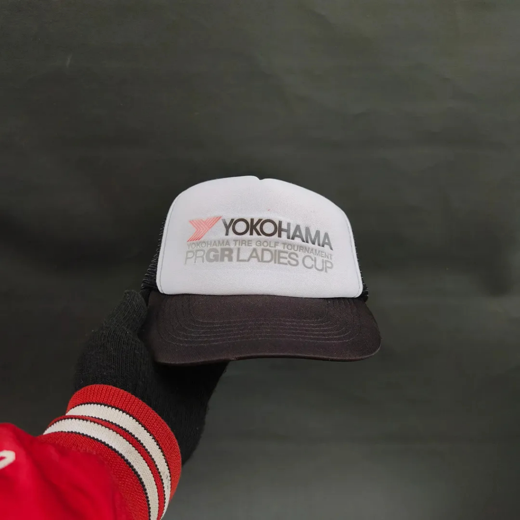 Topi Trucker Topi Jaring Unisex Pria Wanita YOKOHAMA Hitam