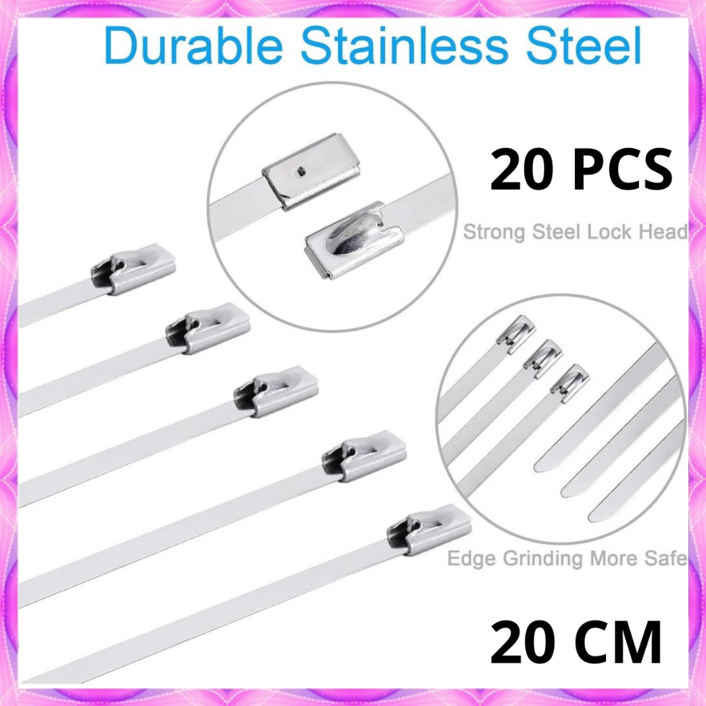 

20PCS Kabel Ties Stainless Steel Multifunctional 4.6 x 200mm 20 PCS Kabel Ties Stainles PENGIKAT