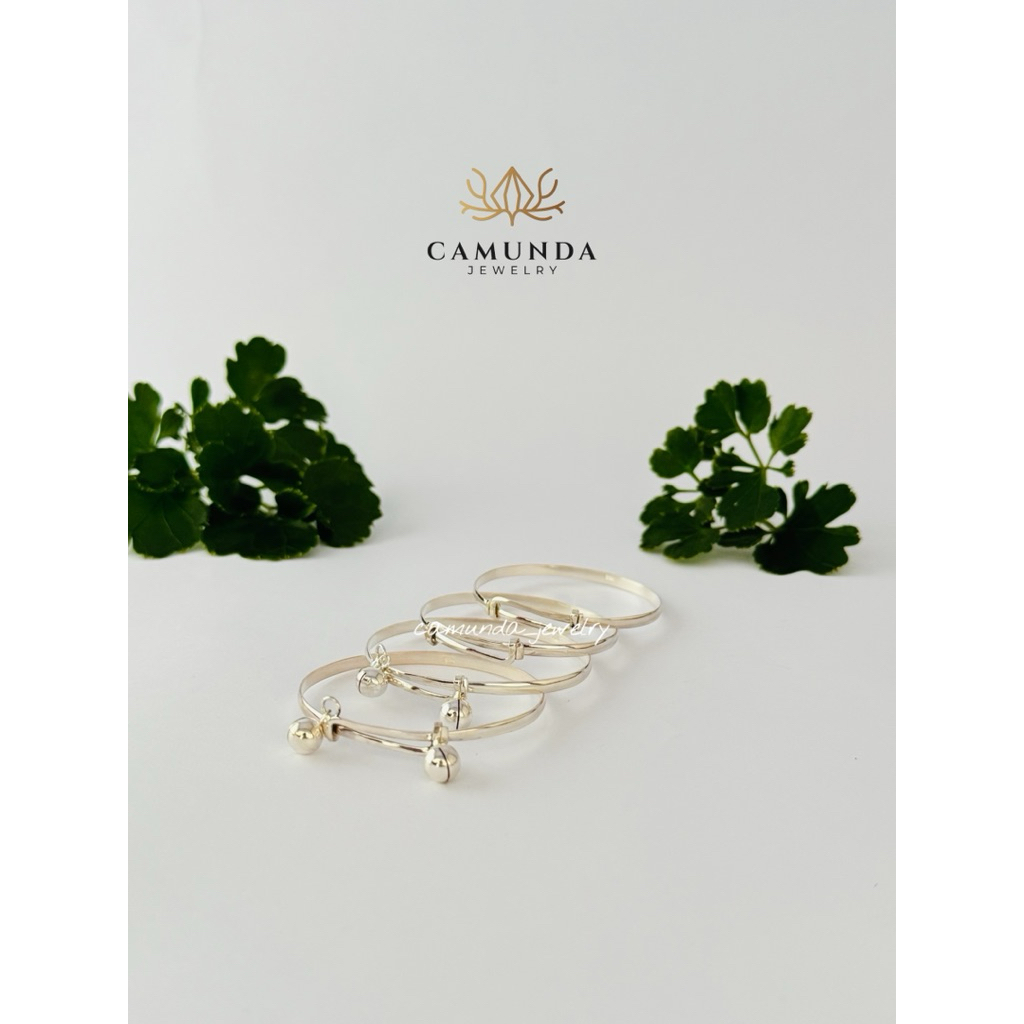 gelang bayi perak motif polos satu set