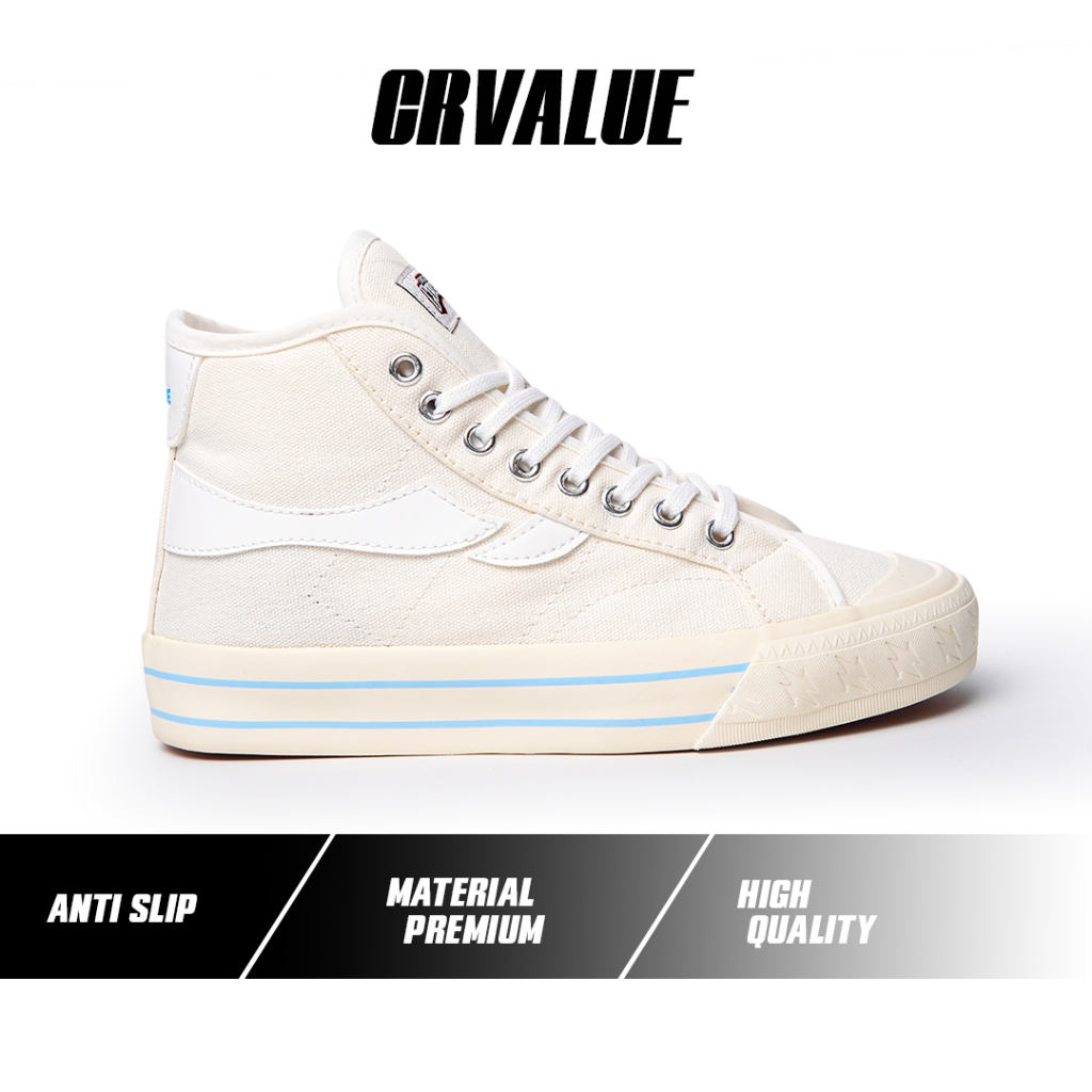Sepatu Corvalue Footwear - Sepatu Sneakers Kasual Pria Wanita Diamond High Of White List Sky Blue Ca