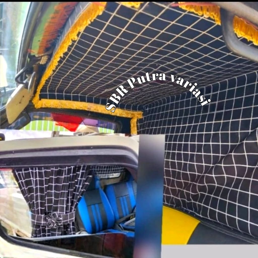 kain pelafon atap kabin mobil 1set tirai pintu kiri kanan gorden mobil kaca samping Gorden mobil kai