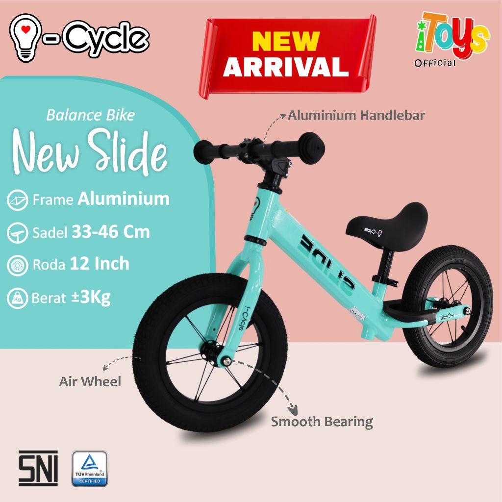 Balance Bike ICYCLE (Slide New Version) Push Bike | Sepeda Keseimbangan Anak 12 inch | Race Bike