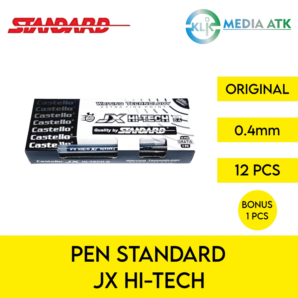 

Pen Standard Castello JX Hi-Tech 0.4 - 12 Pcs Bonus 1 Pcs