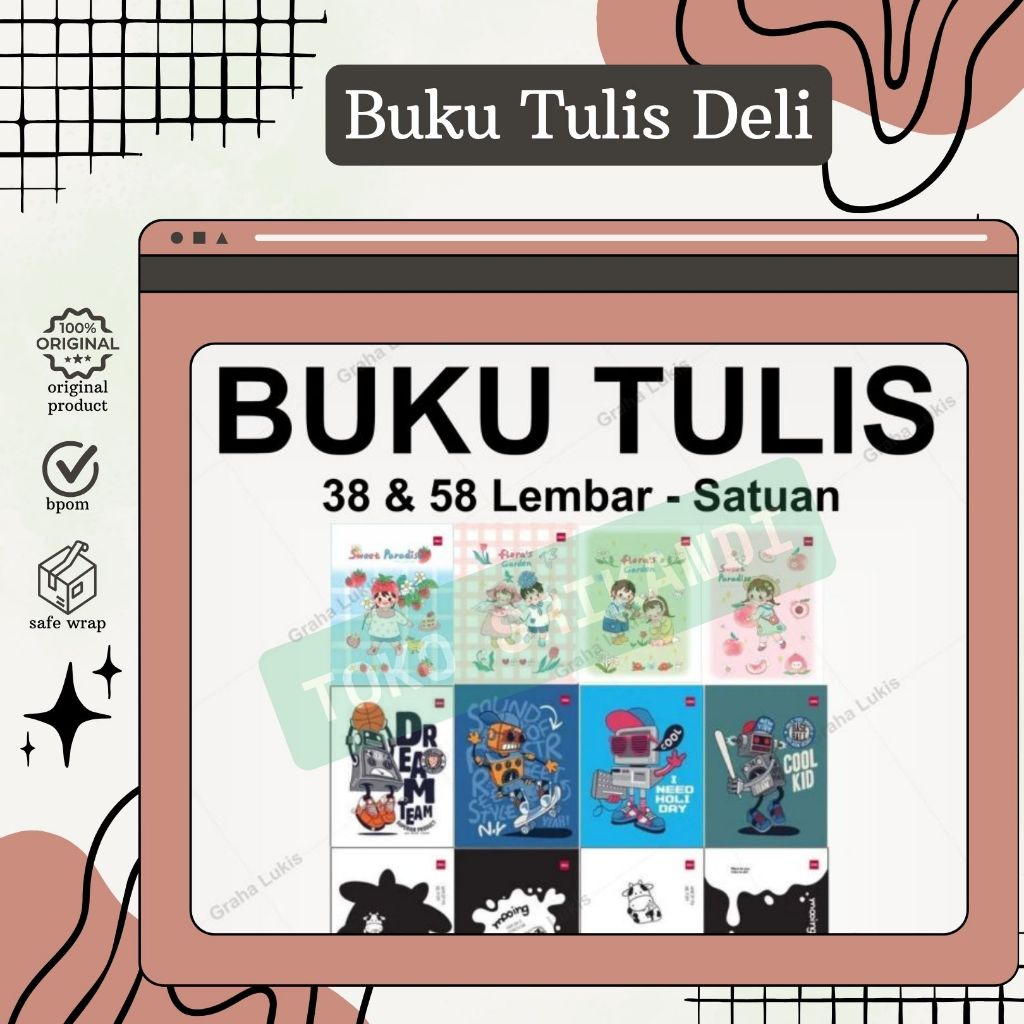 

Buku Tulis Deli 38 lembar & 58 Lembar Satuan/Ecerean
