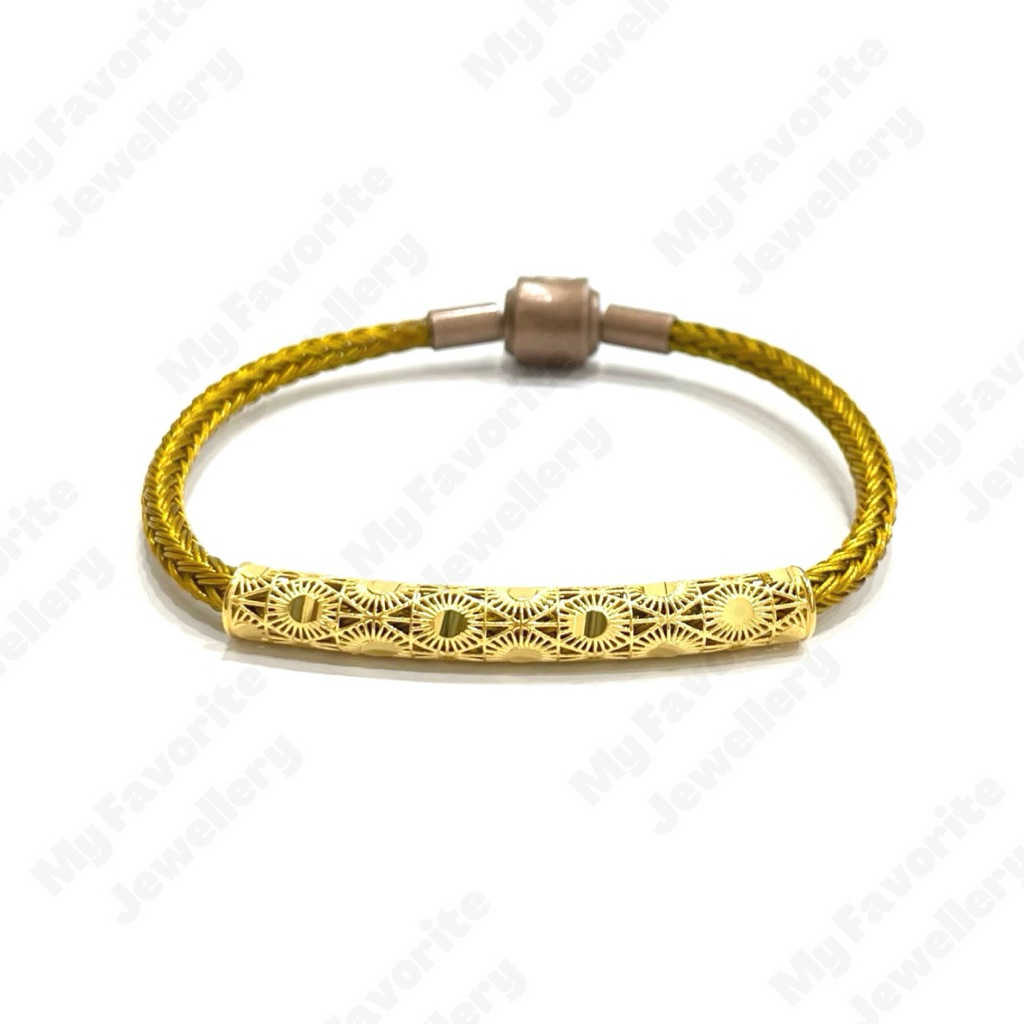 Gelang Tali dengan Pipa Liontin Emas Asli Kadar 700 16K