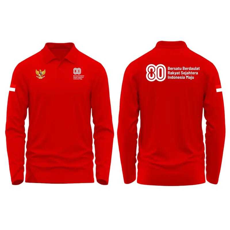 Kaos polo kemerdekaan Kaos lengan panjang merah putih Polo kerah pria wanita Baju HUT RI Polo lengan