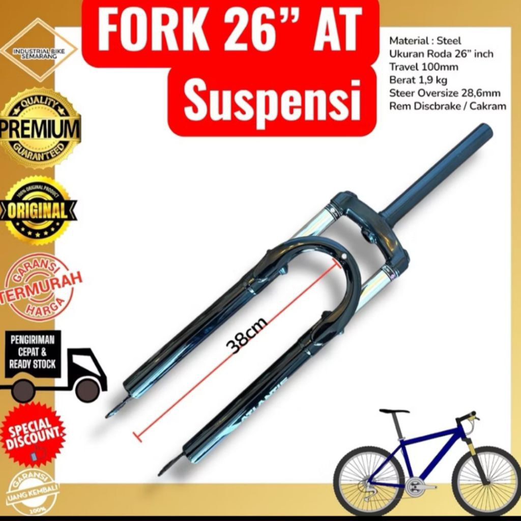 Fork MTB 26 Standar Suspension Shock Garpu Sepeda