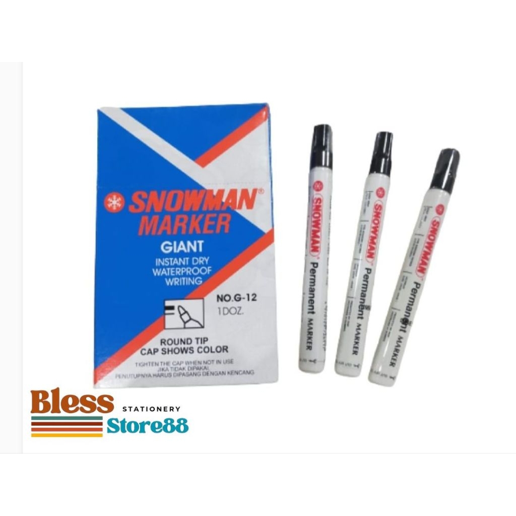 

Spidol Snowman Permanen G-12 warna Hitam(isi 1 lusin/12 pcs)