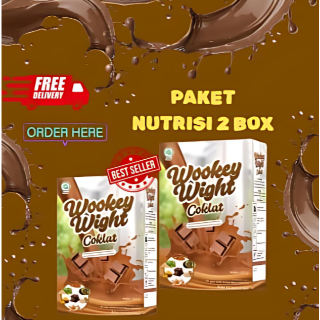

2 BOX TERBATAS!! PROMO!!! Wookey Weight COKLAT Susu Penggemuk Badan/Aman Terbukti Ampuh