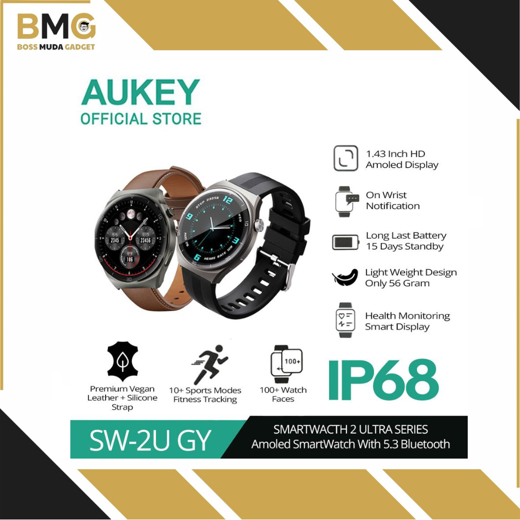 AUKEY SmartWatch 2 Ultra Amoled Display Waterproof BluetoothCall SW-2U