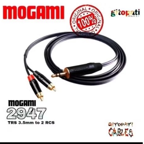 Mogami 2947 TRS 3.5mm to 2 RCA kabel hp PC laptop to mixer