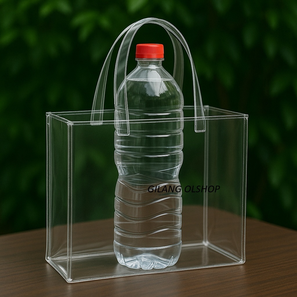 

Tas Mika PVC Polos Goodiebag Hampers Souvenir Ulang Tahun Transparant Bening Murah