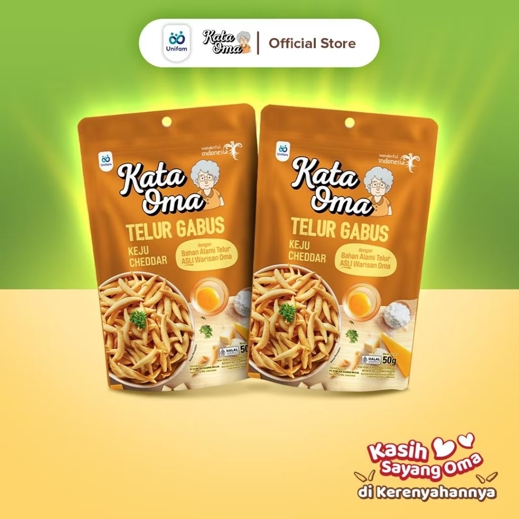 

Paket isi 2 Kata Oma Telur Gabus rasa keju 50gr - asli keju cheddar