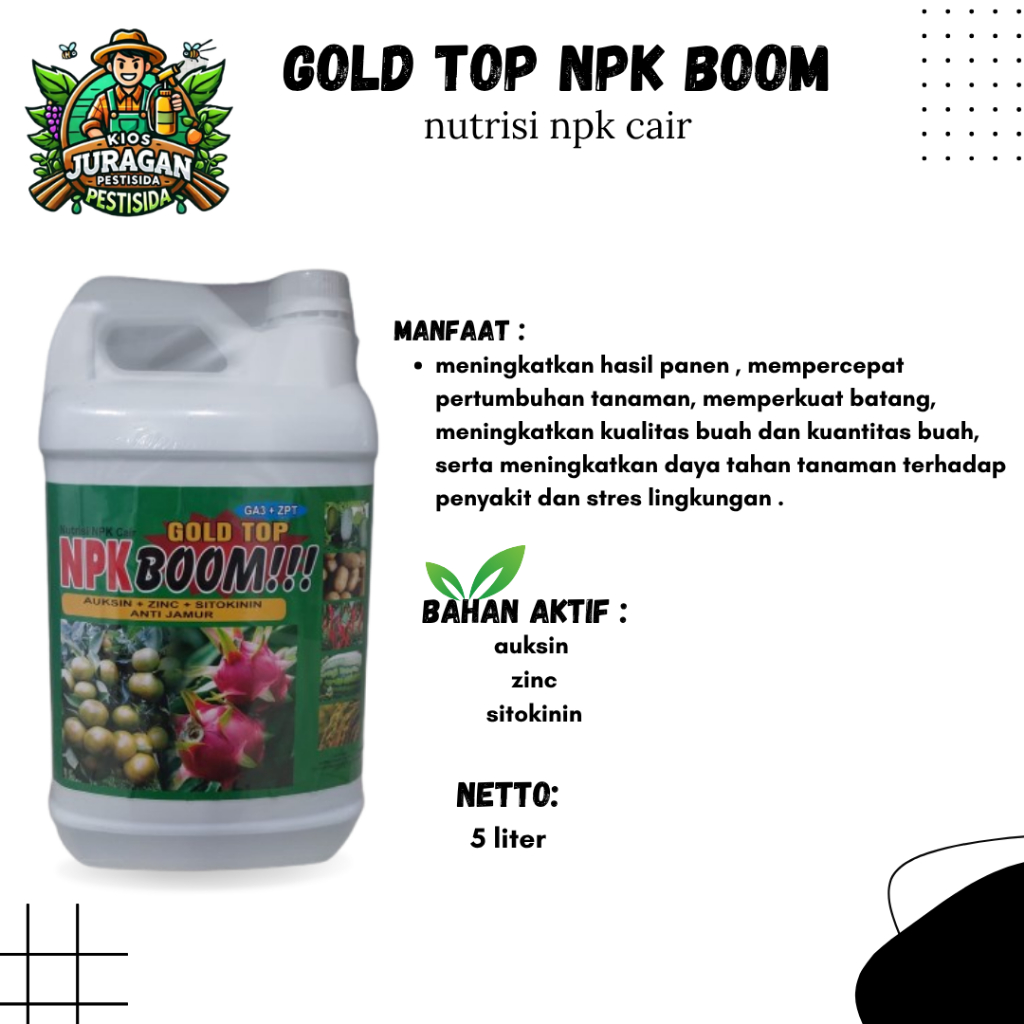NPK BOOM GOLD TOP 5 LITER NUTRISI CAIR ZPT