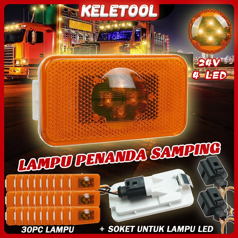 10PCS Lampu LED Sein Samping Truk 24 Volt  Amber Indicator Lamp 4 LED  Lampu Variasi Truk 24V Cocok 