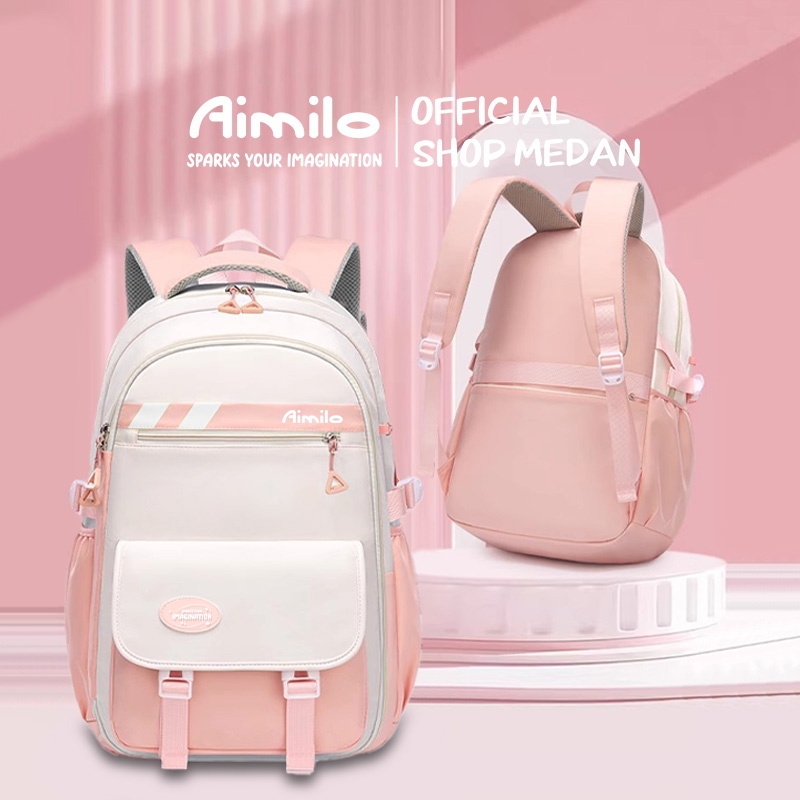 Aimilo -  Tas Ransel Anak Perempuan Tas Sekolah Anak Ins Anti Air Model Korea Tebal Kado Anak Untuk 
