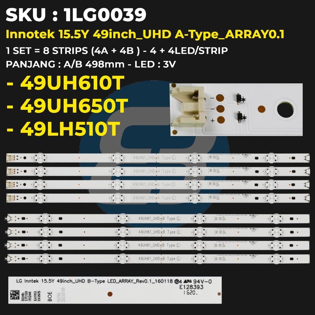 BACKLIGHT TV LG 49 Inch UHD 49LH510T 49UH610T 49UH610 49LH510
