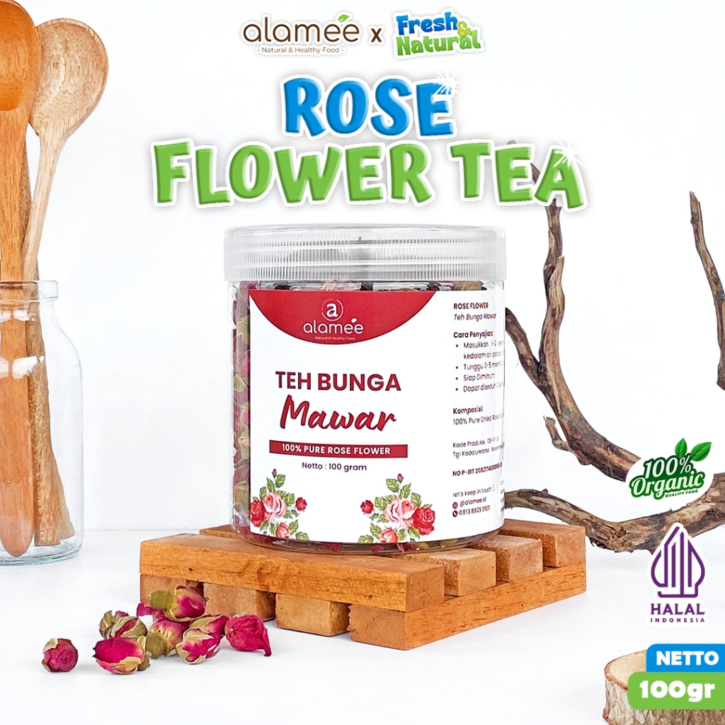 

Teh Bunga Mawar Rose Flower Kemasan Toples 100gr Tea Organik Kering Dried Alami fresh and natural