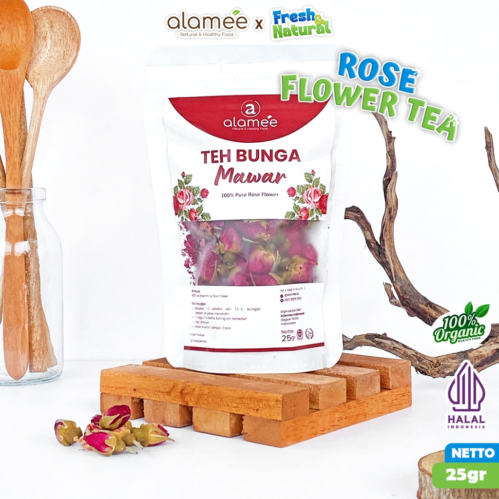 

Teh Bunga Mawar Rose Flower Kemasan Tea Organik Kering Dried Alami 25gr fresh and natural