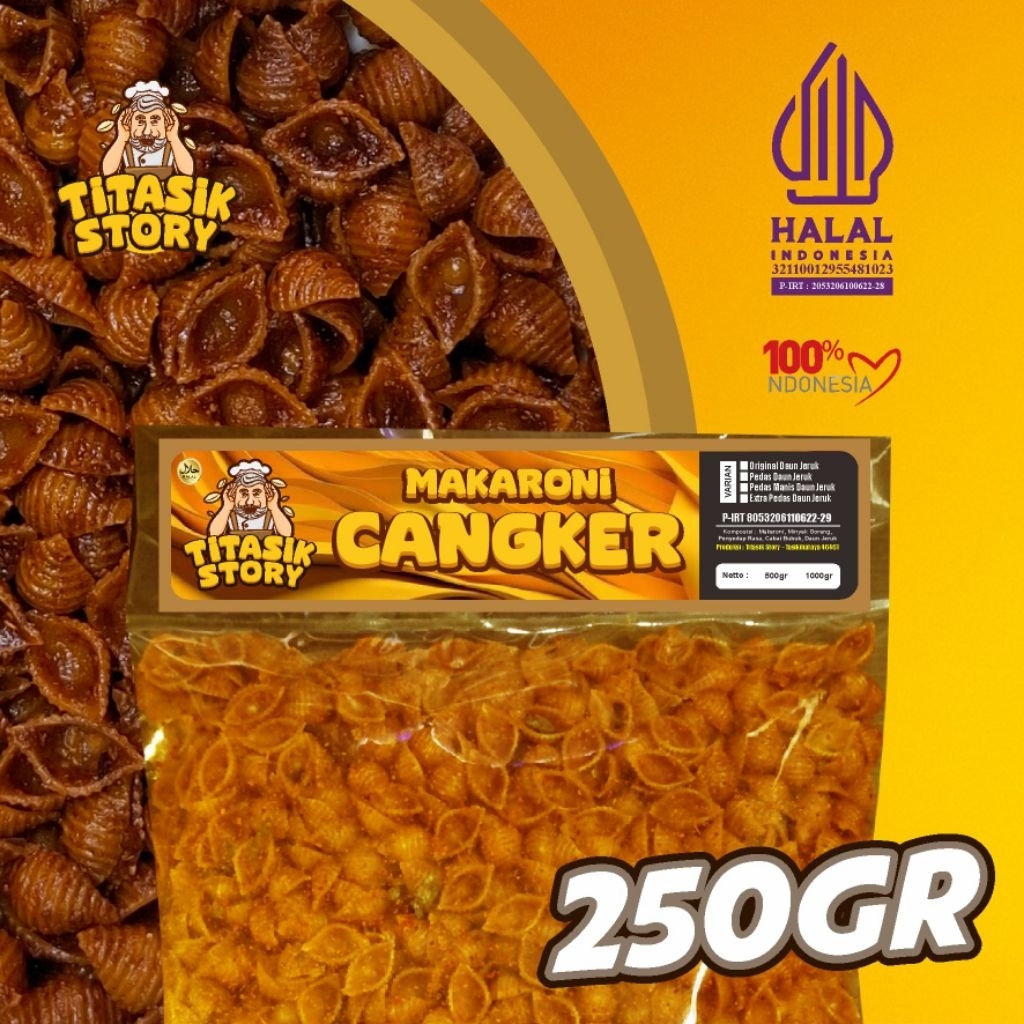 

250gr Makaroni Kerang Titasik Story - BPOM P-IRT 8053206120622-29 - HALAL ID32110020642561024