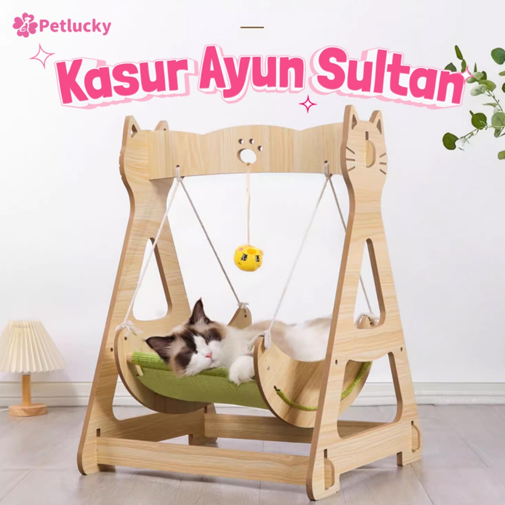 PetLucky Kasur Ayun Kucing Anjing Bahan Kayu Premium Mudah Dirakit Aman Termasuk Kasur Bisa Instant