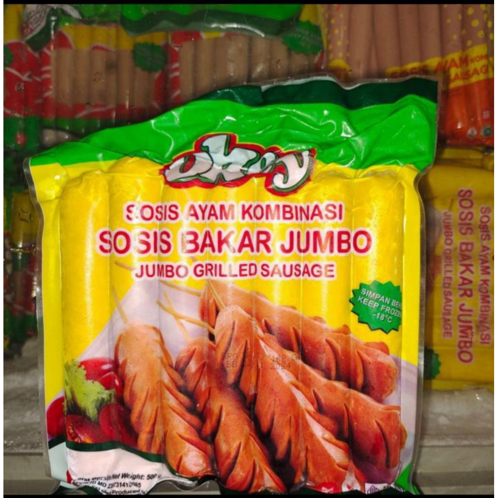

sosis bakar ayam jumbo okey berat 500 gram frozen food
