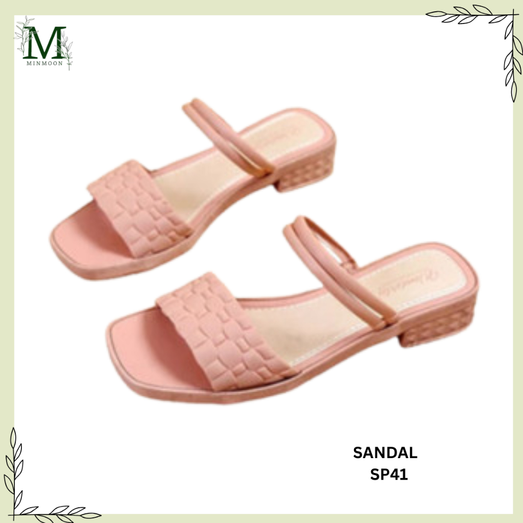 MINMOON - SANDAL SEPATU WEDGES WANITA SP41 MOTIF KULIT BUAYA SANDAL HEELS SLOP JELLY