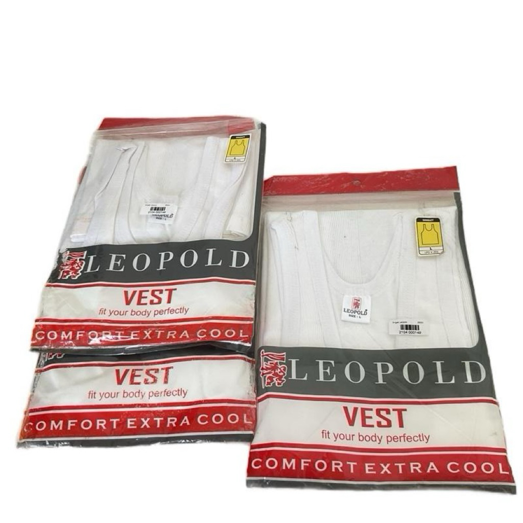 Singlet Pria Leopold / kaos dalam pria putih Size M-XL