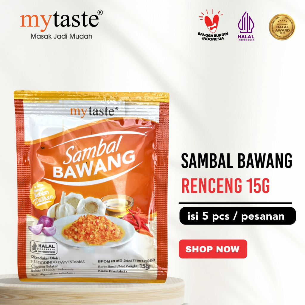 

Mytaste sambal bawang kemasan sachet 15 gram, harga untuk isi 5 pcs