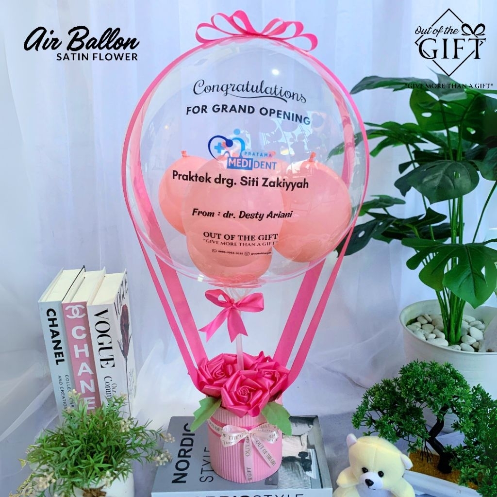 [Ready] Ballon Gift Satin Flower / Balon Grand Opening / Balon Wisuda