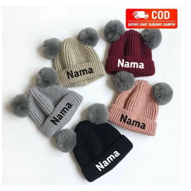 KUPLUK BAYI POMPOM TOPI KUPLUK BAYI BORDIR NAMA CIPUT BAYI POMPOM KUPLUK BAYI PEREMPUAN KUPLUK BAYI 