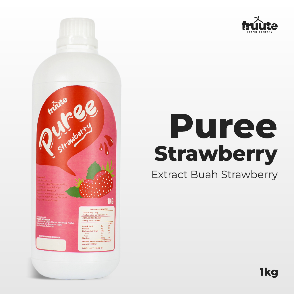 

Fruute Puree Strawberry Extract Buah - 1kg