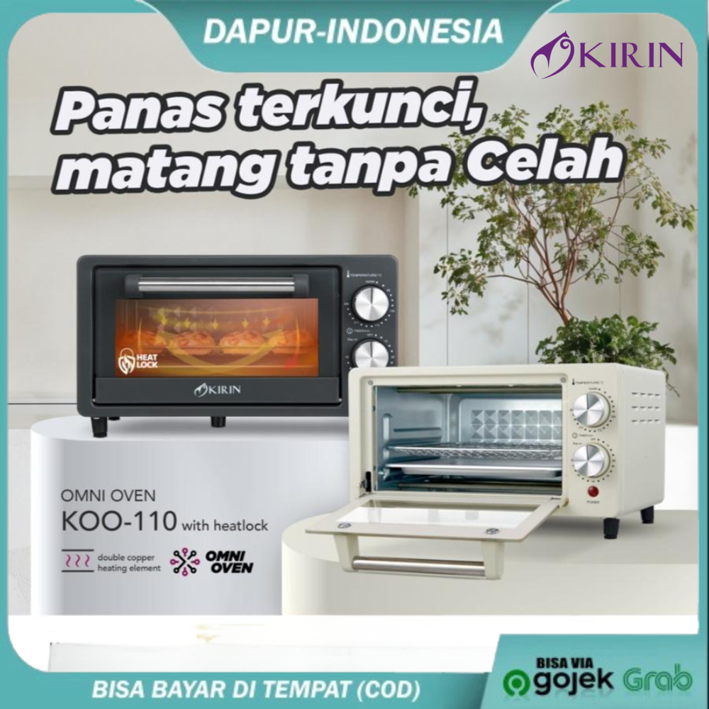 Oven KIRIN Listrik+ Microwave Kirin KOO-110 Wiath Heat Lock Kapasitas 11 Liter