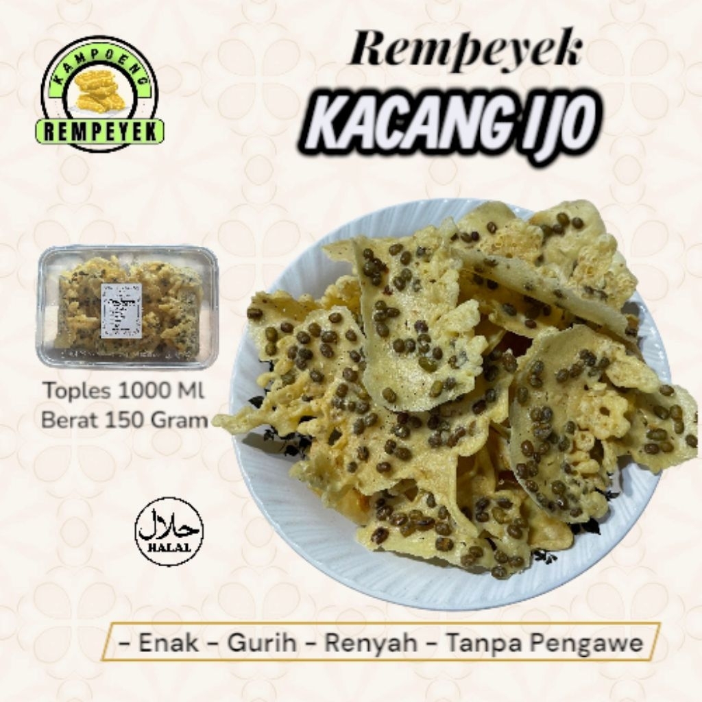 

Rempeyek kacang hijau Renyah gurih tanpa pengawet enak lezat - peyek kacang hijau 150 gram